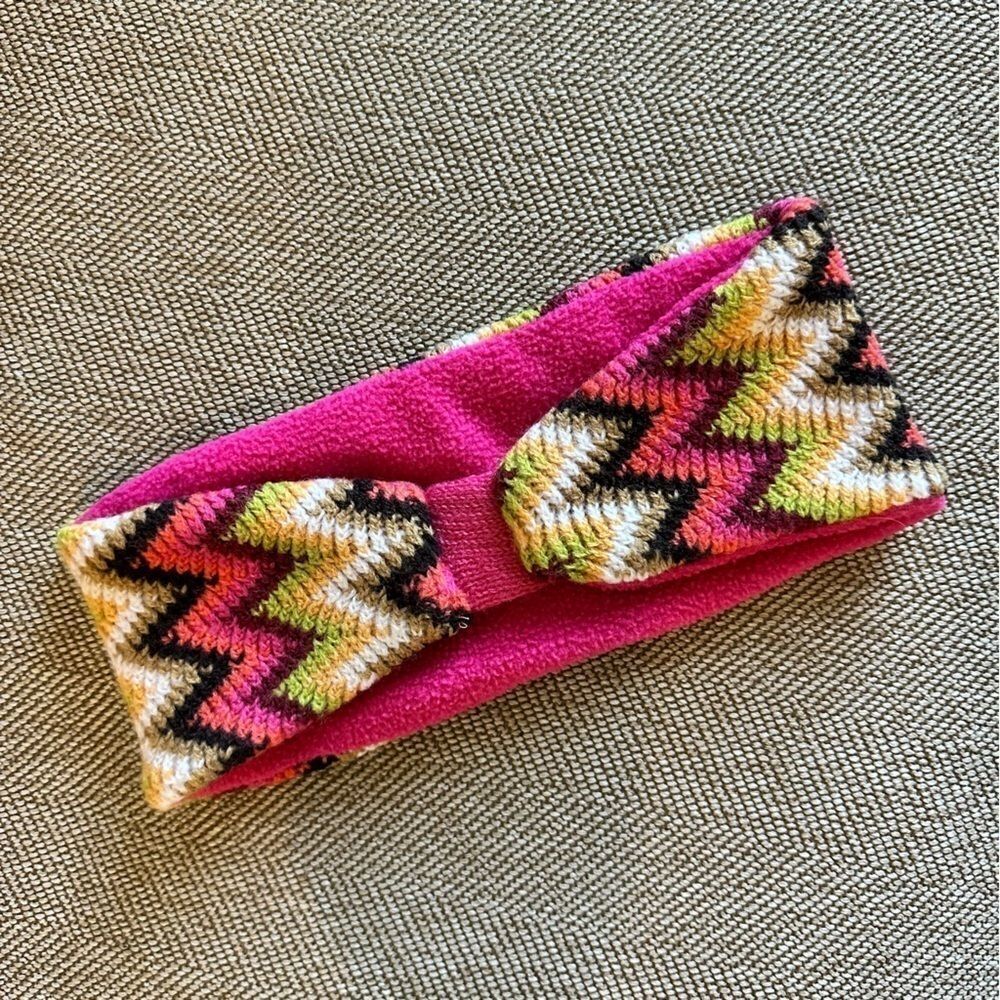 Prana Pink Multicolor Zig Zag Scarf and Headband - Picture 4 of 5